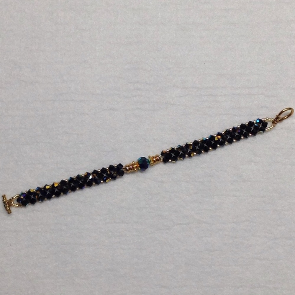 Hand Beaded Bracelet in Jeweled Iridescent Tones